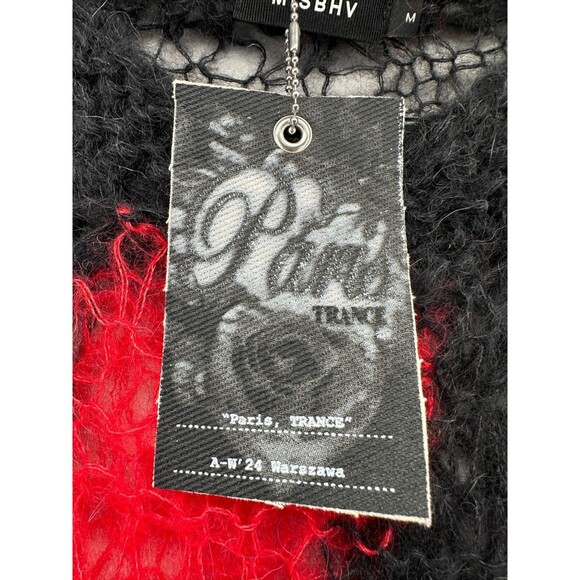 Misbhv Antwerp Dress Size M Black Red Mohair Silk Blend Sheer Open Knit Slit NWT - Picture 11 of 13